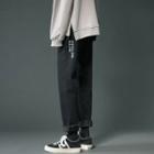 Japanese Character Embroidered Straight-fit Jeans