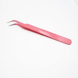Stainless Steel False Eyelashes Tweezers Pink - One Size