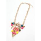 Triangular Necklace With 3d Colored Gemstones Multi-color - One Size