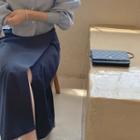 H-line Maxi Wrap Skirt Navy Blue - One Size