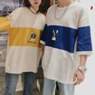Couple Matching 3/4-sleeve Dog Print T-shirt