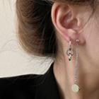 Disc Chained Asymmetrical Alloy Dangle Earring 1 Pair - Earrings - Silver - One Size