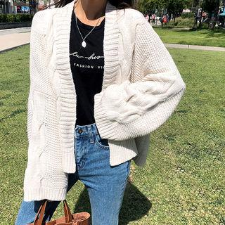 Open-front Oversized Cable-knit Cardigan