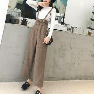 Long-sleeve Knit Top / Wide-leg Suspender Pants / Set