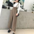Long-sleeve Knit Top / Wide-leg Suspender Pants / Set