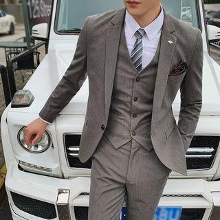 Set: One Button Blazer + Vest + Dress Pants