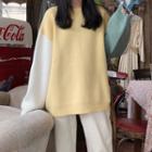 Color Panel Sweater White & Yellow - One Size
