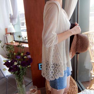 3/4-sleeve Lace-back Cardigan