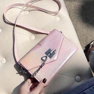 Faux Leather Flap Key Lock Crossbody Bag