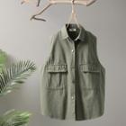 Button Cargo Vest Army Green - One Size