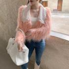 Lace Collar Fringed Open-front Jacket