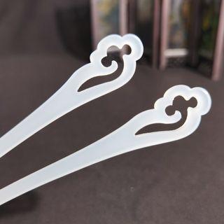 Set Of 2: Hair Stick J81 - White - One Size