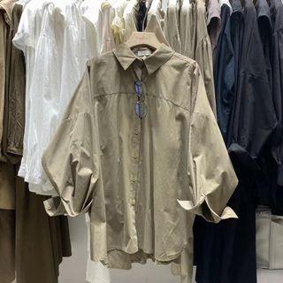 Long-sleeve Polo-collar Dip Back Maxi Plain Top