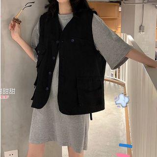 Button Vest / Short-sleeve T-shirt
