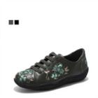 Genuine Leather Floral Embroidered Sneakers