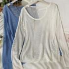 Chain-accent Open-knit Loose Top