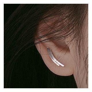 925 Sterling Silver Curve Earring 1 Pair - As Shown In Figure - One Size