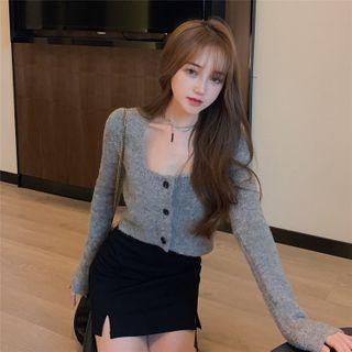 Button-up Knit Top Gray - One Size