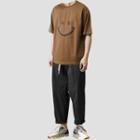 Short-sleeve Smiley Face Print T-shirt / Harem Pants