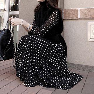 Dotted Long Sleeve Maxi Dress