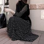 Dotted Long Sleeve Maxi Dress