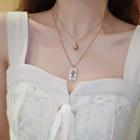 Alloy Tag Pendant Layered Necklace Rose Gold - One Size