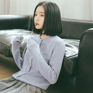 Plain Slim-fit Cropped Cardigan