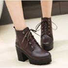 Lace-up Chunky-heel Platform Short Boots
