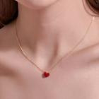 Heart Pendant Necklace 1pc - 01 - Gold & Red - One Size