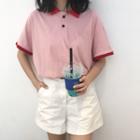 Couple Matching Contrast-trim Short-sleeve Polo Shirt