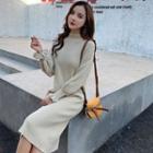 Mock Neck Long-sleeve Sweater Dress