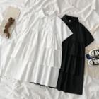 Short-sleeve Tiered A-line Mini Shirtdress