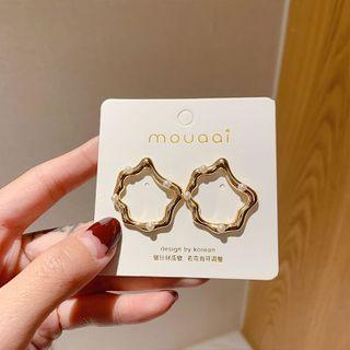 Irregular Alloy Faux Pearl Hoop Earring Bl1248 - 1 Pair - White Faux Pearl - Gold - One Size