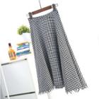 Houndstooth High-waist Midi Skirt Black & White - One Size