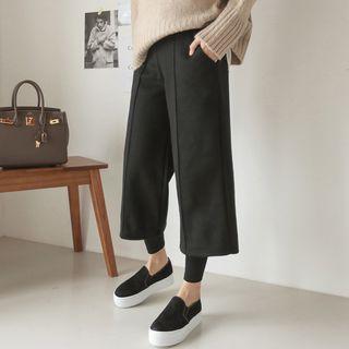 Inset Brushed Fleece Lined Cropped Pants Leggings