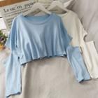 Cutout-elbow Crop T-shirt In 5 Colors