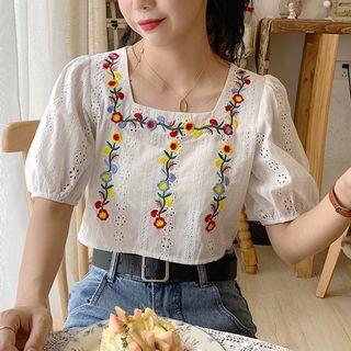 Embroidered Cropped Top As Shown In Figure - One Size