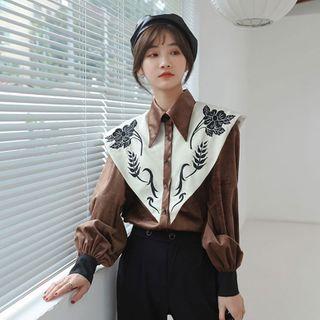 Floral Embroidered Panel Shirt