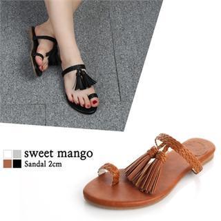 Tasseled Slide Sandals