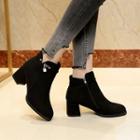 Chunky Heel Rhinestone Accent Ankle Boots