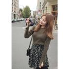 Slit-cuff Rib-knit Top