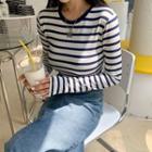 Slim-fit Stripe Silky T-shirt