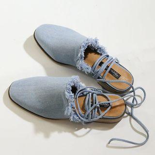Denim Lace-up Slide Sandals
