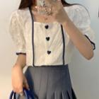 Heart Buttons Short-sleeve Top