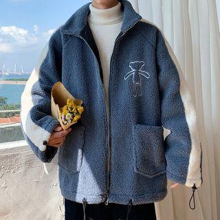 Couple Matching Two Tone Fleece Zip-up Jacket