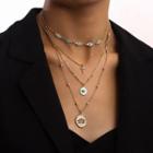 Lotus Cross Pendant Layered Choker Necklace Gold - One Size