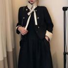 Lace Panel Double-breasted Jacket / Midi A-line Skirt