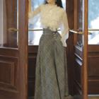 Ruffled Blouse / Striped Maxi Skirt / Set