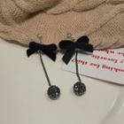 Bow Rhinestone Drop Earring 1 Pair - Black - One Size