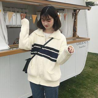 Color Block Half-zip Sweater Off-white - One Size